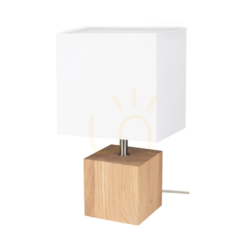 Kontrola Stolní lampa Arden, olejovaný dub/satén, bílé stínidlo, 1xE27, 17 cm