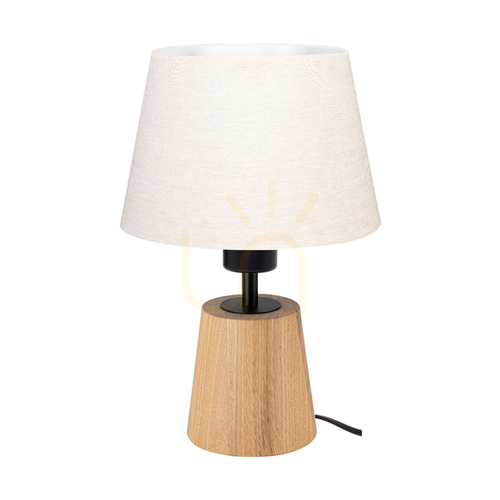 Kontrola Stolní lampa Arden, olejovaný dub/černá s béžovým stínidlem, 1xE27, Ø 20 cm