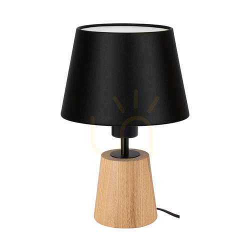 Kontrola Stolní lampa Arden, olejovaný dub/černá, černý stínidlo, 1xE27, Ø20 cm