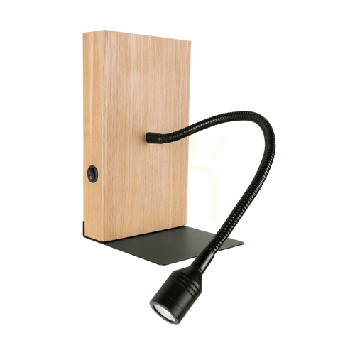 Kontrola Nástěnné svítidlo Lector, olejovaný dub/černá, 1xLED 2,8 W, 12 cm