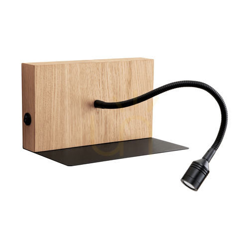 Kontrola Nástěnné svítidlo Lector, olejovaný dub/černá, 1xLED 2,8 W, 19 cm