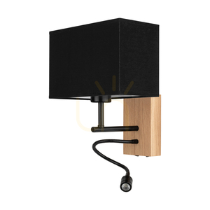 Nástěnné svítidlo Lector, olejovaný dub/černá, černý stínidlo, 1xE27 + 1xLED 2,8 W, 22 cm small 0