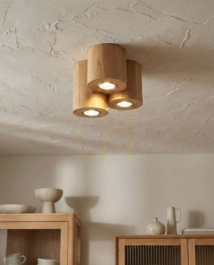 Pohled Stropní svítidlo Pevex, olejovaný dub, 3xGU10, Ø18 cm Stropní svítidlo Pevex, olejovaný dub, 3xGU10, Ø18 cm