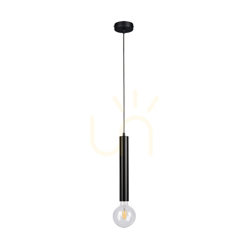 Kontrola Závěsné svítidlo ve tvaru sudu, 1xE27, max.. 60 W, černá/černá/černá, PVC, Ø 10 cm