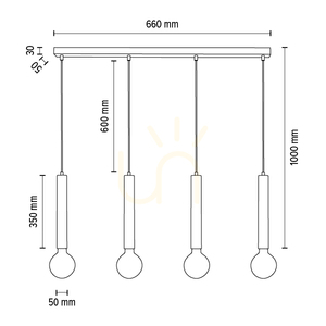 Závěsné svítidlo ve tvaru sudu, 4xE27, max.. 60 W, černá/černá/černá, PVC, 66 cm small 4