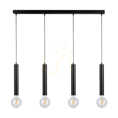 Kontrola Závěsné svítidlo ve tvaru sudu, 4xE27, max.. 60 W, černá/černá/černá, PVC, 66 cm