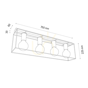 Stropní svítidlo Gretter, 4xE27, Max. 60 W, bílá/olejovaný dub, 75 cm small 1