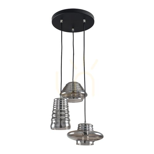 Kontrola Závěsné svítidlo Bali 3xE27 60 W černé/šedé Ø 46 cm