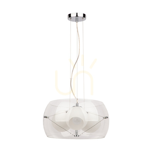 Kontrola Závěsné svítidlo Lola, 3xE27, max.. 40 W, chrom/čiré/bílé/čiré, Ø 42 cm