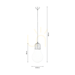 Závěsné svítidlo ve tvaru žárovky, 1xE27, Max. 60 W, chrom/čiré/bílé, Ø 30 cm small 5
