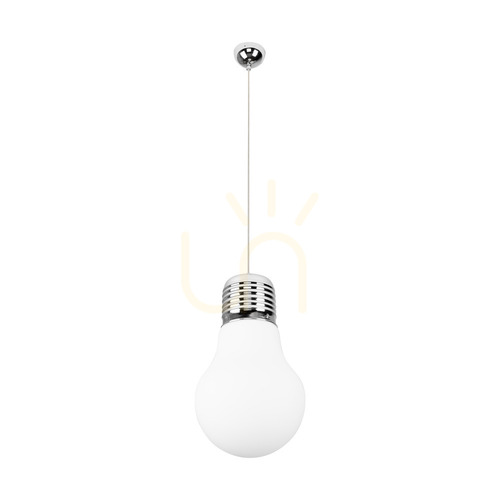 Kontrola Závěsné svítidlo ve tvaru žárovky, 1xE27, Max. 60 W, chrom/čiré/bílé, Ø 30 cm