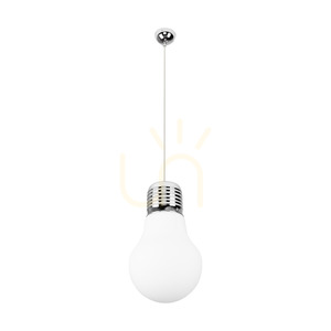 Závěsné svítidlo ve tvaru žárovky, 1xE27, Max. 60 W, chrom/čiré/bílé, Ø 30 cm small 0