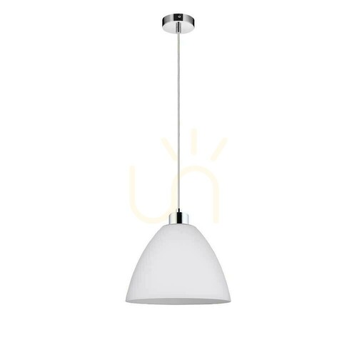 Kontrola Závěsné svítidlo Globe, 1xE27, Max. 60 W, chrom/bílá, Ø 27 cm