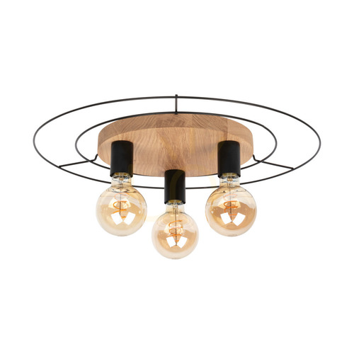 Kontrola Stropní svítidlo Chester, 3xE27, Max. 60 W, olejovaný dub/černá, Ø 54 cm