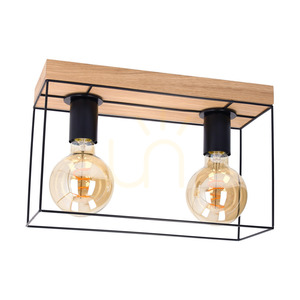 Stropní svítidlo Gretter, 2xE27, Max. 60 W, olejovaný dub/černá, 35 cm small 0