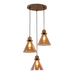 Závěsné svítidlo Serena, 3xE27, max.. 60 W, olejovaný dub / černé PVC / hnědá, Ø 40 cm small 1