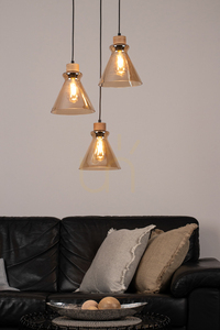 Závěsné svítidlo Serena, 3xE27, max.. 60 W, olejovaný dub / černé PVC / hnědá, Ø 40 cm small 2