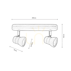 Stropní svítidlo Tessa 2xGU10 LED 4,5 W, olejovaný dub, 29 cm small 2