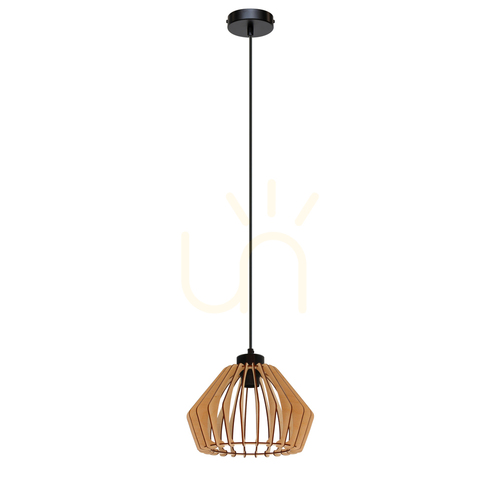 Kontrola Závěsné svítidlo Hiroto, 1xE27, max.. 15 W černá/černá/bříza, Ø 28,5 cm