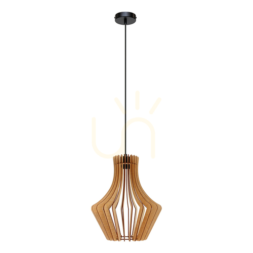 Kontrola Závěsné svítidlo Shiko, 1xE27, max.. 15 W, černá/černá, opletená/bříza, Ø 30 cm