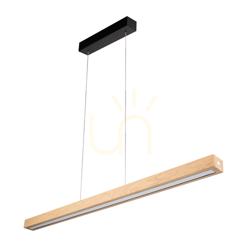 Kontrola Závěsné svítidlo Valjevo U&amp;D, včetně 1x LED žárovky 36 W, černá/olejovaný dub, dotykový stmívač, 115 cm