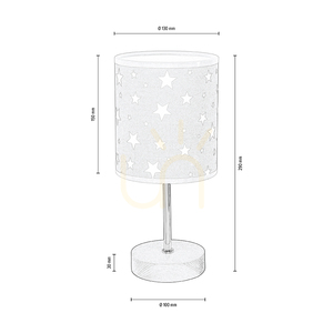 Stolní lampa Fiete, 1xE27, Max. 25 W, borovice mořená do šeda / chrom / šedobílá, Ø 13 cm small 2
