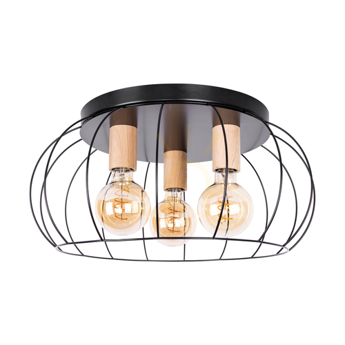 Kontrola Stropní svítidlo Chester, 3xE27, Max. 60 W, černá/olejovaný dub, Ø 50 cm