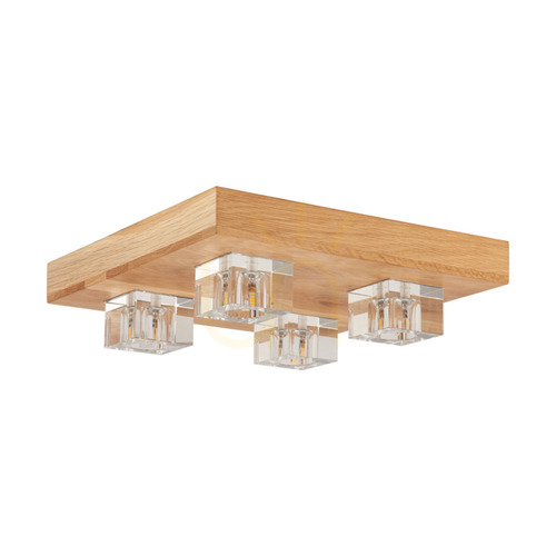 Kontrola Stropní svítidlo Tony, včetně 4 LED žárovek G4 o výkonu 2,5 W, olejovaný dub/čiré sklo, 34 cm