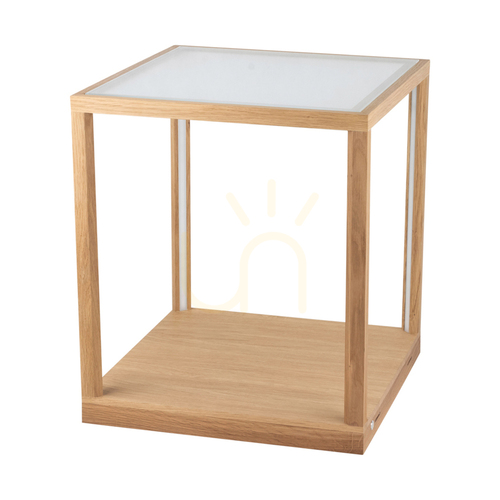 Kontrola Odkládací stolek Tavoli Glass 1xLED, 27 W, olejovaný dub / matné sklo / dotykový stmívač, 45,5 cm