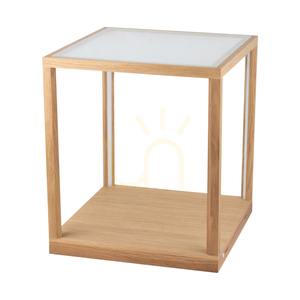 Odkládací stolek Tavoli Glass 1xLED, 27 W, olejovaný dub / matné sklo / dotykový stmívač, 45,5 cm small 0