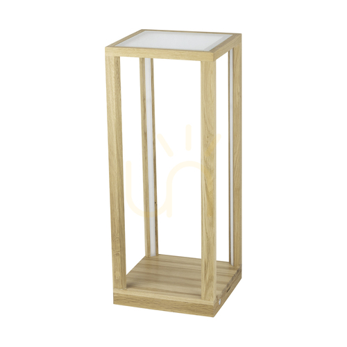 Kontrola Odkládací stolek Tavoli Glass s 1 LED žárovkou, 33 W, olejovaný dub/černá/matné sklo/dotykový stmívač, 25 cm