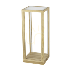 Odkládací stolek Tavoli Glass s 1 LED žárovkou, 33 W, olejovaný dub/černá/matné sklo/dotykový stmívač, 25 cm small 0