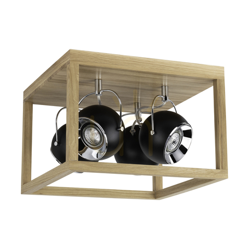 Kontrola Stropní svítidlo Roy, včetně 4 LED žárovek GU10 o výkonu 5 W, olejovaný dub/černá, 36 cm