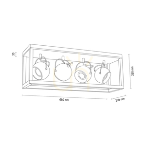 Stropní svítidlo Roy, včetně 4 LED žárovek GU10 o výkonu 5 W, olejovaný dub/černá, 68 cm small 2