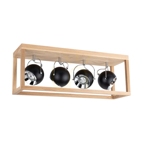 Kontrola Stropní svítidlo Roy, včetně 4 LED žárovek GU10 o výkonu 5 W, olejovaný dub/černá, 68 cm