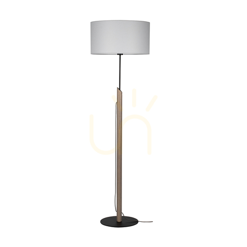 Kontrola Stojací lampa Compago 1xE27 60 W, šedá borovice/černá/antracit, pletený kabel/šedá, Ø 45 cm