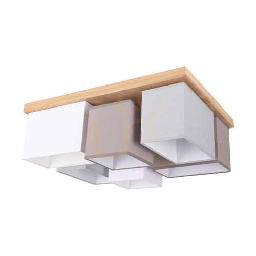 Kontrola Stropní svítidlo Vineda, 6xE27, Max. 25 W, olejovaný dub/bílá/šedá/hnědá, 55 cm