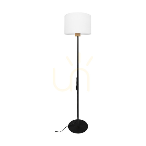 Kontrola Stojací lampa Olaf 1xE27 Max. 40 W, černá/olejovaný dub/bílá, Ø 25 cm