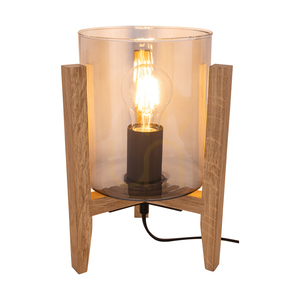 Stolní lampa „Smoky“, 1xE27, Max. 60 W, olejovaný dub / černé PVC / kouřové sklo, 18 cm small 1