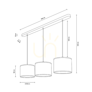 Závěsné svítidlo Rijeka 3xE27 Max. 40 W, olejovaný dub / béžové plátno, 100 cm small 2