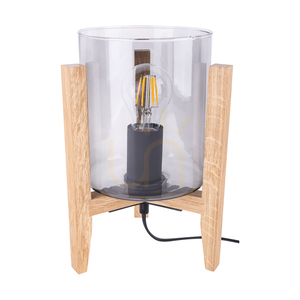 Stolní lampa Alana, 1xE27, Max. 60 W, olejovaný dub / černé PVC / kouřové sklo, 18 cm small 0