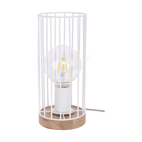 Kontrola Stolní lampa Timeo 1xE27 Max. 60 W, olejovaný dub / průhledné PVC / bílá, Ø 12 cm