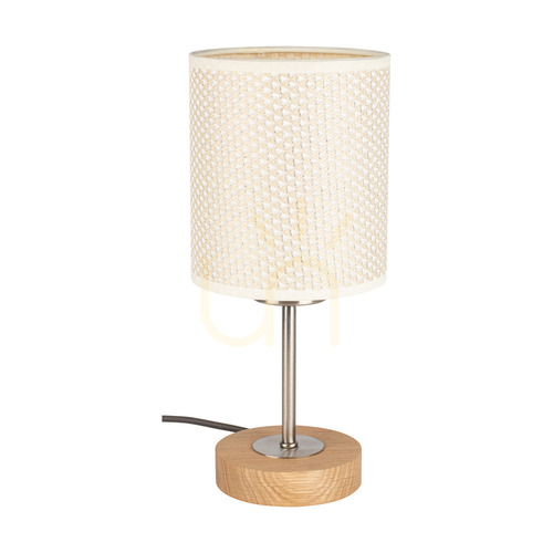 Kontrola Stolní lampa Benita, 1xE27, max.. 25 W, olejovaný dub / matný nikl / krémově stříbrná, Ø 13 cm