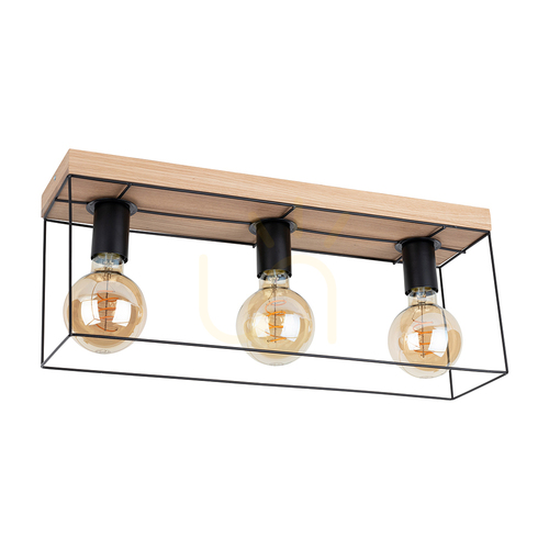 Kontrola Stropní svítidlo Gravida, 3xE27, Max. 60 W, olejovaný dub/černá, 35 cm