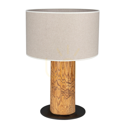 Kontrola Stolní lampa Emmo, 1xE27, Max. 40 W, mořená borovice/černá/černé PVC/béžová, Ø 30 cm