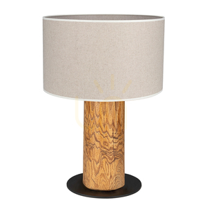 Stolní lampa Emmo, 1xE27, Max. 40 W, mořená borovice/černá/černé PVC/béžová, Ø 30 cm small 0