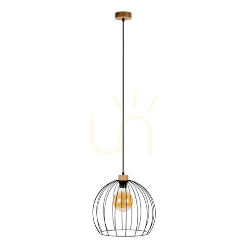 Kontrola Závěsné svítidlo Dakar 1xE27 Max. 60 W, olejovaný dub / černé PVC / černá, Ø 37 cm