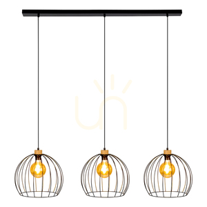 Závěsné svítidlo Dakar 3xE27 Max. 60 W, černá/olejovaný dub/černá, 132 cm small 1