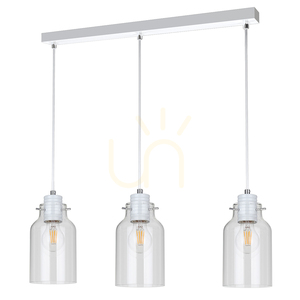 Závěsné svítidlo Alessandro, 3xE27, 60 W, bílý kov / průhledný PVC kabel / průhledný skleněný stínidlo, 60 cm small 0