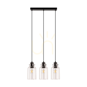 Závěsné svítidlo Alessandro, 3xE27, Max. 60 W, bukové a ořechové dřevo / černý kov / černý PVC kabel / čirý skleněný stínidlo, 52 cm small 0